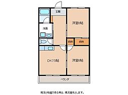 ソフィアケート松川 2DKの間取図画像