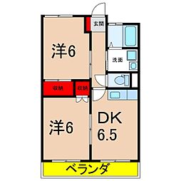 白山ハイツ 2DKの間取図画像