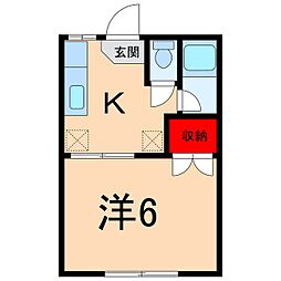 コーポまどかA棟 1Kの間取図画像