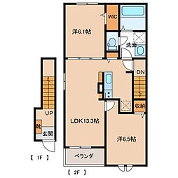飯田市松尾代田アパート 2LDKの間取図画像