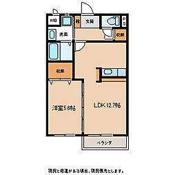 グリーンハイツカタギリ 1LDKの間取図画像