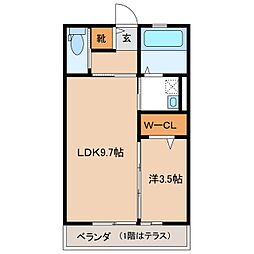 ベルメゾンZ1 1LDKの間取図画像