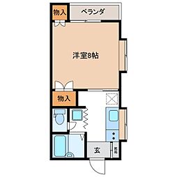 ベルウェル鼎 1Kの間取図画像