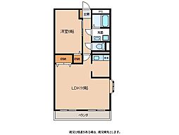曙町KYハイツ 1LDKの間取図画像