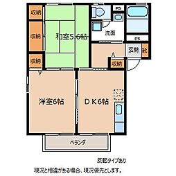 フレグランス高森B 2DKの間取図画像