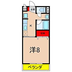 サープラスワンパレスドリーム 1Kの間取図画像