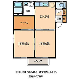 グランドール吉澤E 2DKの間取図画像