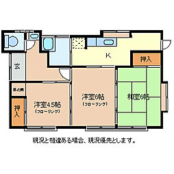 JR飯山線 豊野駅 徒歩5分の賃貸一戸建て 3Kの間取り