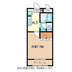 パーソナル桑の花 1Kの間取図画像