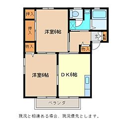 シェ・ヌ南館 2DKの間取図画像