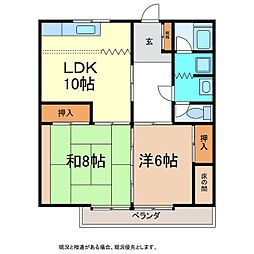 高梨コーポラス 2LDKの間取図画像