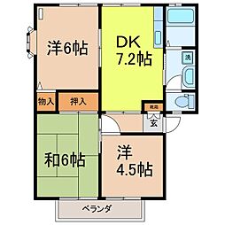 サンビレッジ梨ノ木A棟 3DKの間取図画像