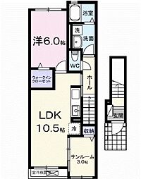 ハニー テラス 1LDKの間取図画像
