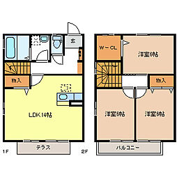 ディアコート金箱A 3LDKの間取り