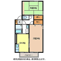 グレイス・ランドA 1階2DKの間取り