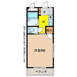 カーサ・クリタ 3階1Kの間取り