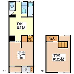 狐池連棟 2DKの間取り