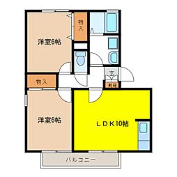 フローレンス・エムC棟 3階2LDKの間取り