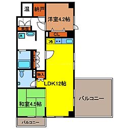 ステイツコア田町 7階2LDKの間取り