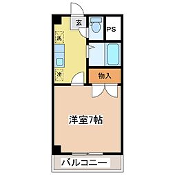 レジデンスK 1Kの間取図画像