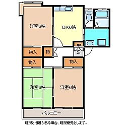 カーサ白楊 3DKの間取図画像