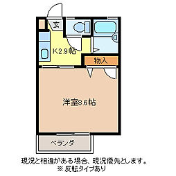 レーベン美里C 1Kの間取図画像