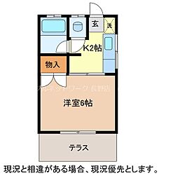 あいわ荘 1Kの間取図画像