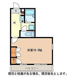 タウンコート若宮 1Kの間取図画像
