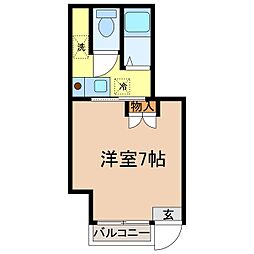 ソレイユ若里 1Kの間取図画像