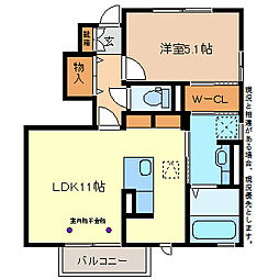 ハピネス高田A 1LDKの間取図画像
