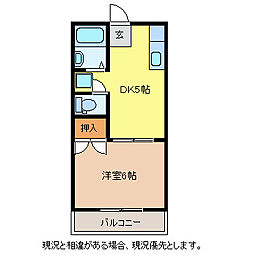 北条ライブタウンB 1DKの間取図画像