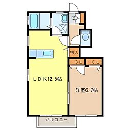 レジデンスA 1LDKの間取図画像