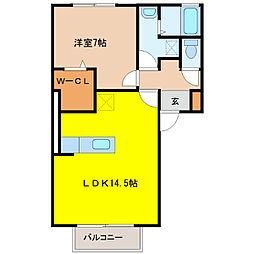 フレマリール若宮C 1LDKの間取図画像