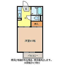 フレグランス七瀬2 1Kの間取図画像