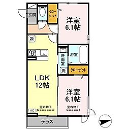 グランスクエア III番館 2LDKの間取図画像