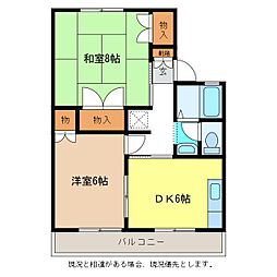 セジュール吉田B 2DKの間取図画像