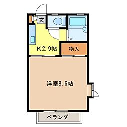フレグランス悠 1Kの間取図画像