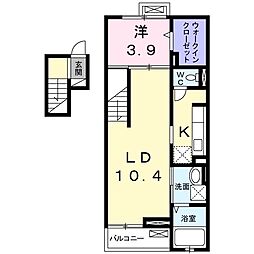 カーサグレイス 1LDKの間取図画像