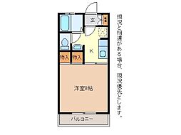 ナガノコアハイツB 1Kの間取図画像