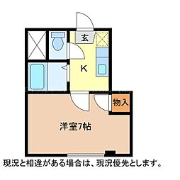 プチメゾンMN2 1Kの間取図画像