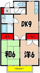 JR飯田線 伊那松島駅 徒歩8分の賃貸アパート 1階2DKの間取り