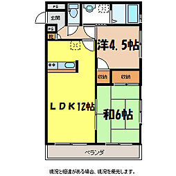 プレステージアルプスNo.2 5階2LDKの間取り