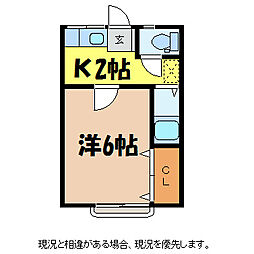 伊久間ハイツ2 2階1Kの間取り