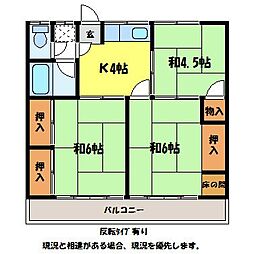 JR飯田線 田畑駅 徒歩13分の賃貸アパート 2階3Kの間取り