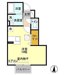 JR飯田線 伊那市駅 徒歩17分の賃貸アパート 1階ワンルームの間取り