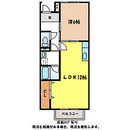 メゾンなかみちII 1階1LDKの間取り