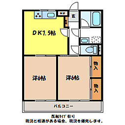 SKYマンション 2階2DKの間取り