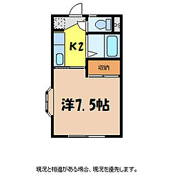 沢尻青山ハイツ 1階1Kの間取り