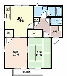 フレグランスひまわりC 2階2DKの間取り