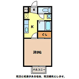 コーポしろきや 1階1Kの間取り